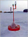 POPS platform installed on the Arctic ice. The platform moves around with the ice.