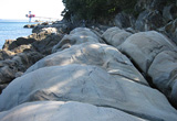 「竜串海岸」(高知県土佐清水市)。この近辺の海岸では、砂泥岩の侵食地形や、化石・生痕などからなる奇観が見られます。