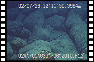 ロイヒ海底火山で観察された枕状溶岩　第696潜航 2002年7月28日